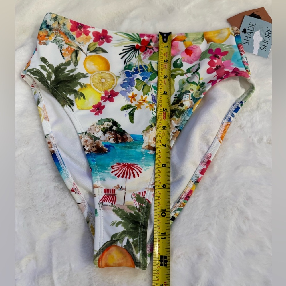 Shade & Shore High Waist Cheeky Multi-color Tropical Beach Bikini Bottom - Picture 7 of 11